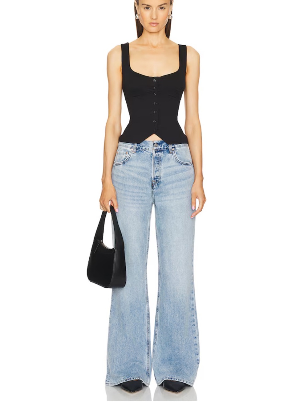 GRLFRND The Jade Light Wash Flare Jeans - Light Blue